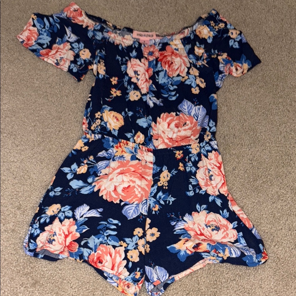 Floral Kids One Piece by Rare Editions - Blue and Pink